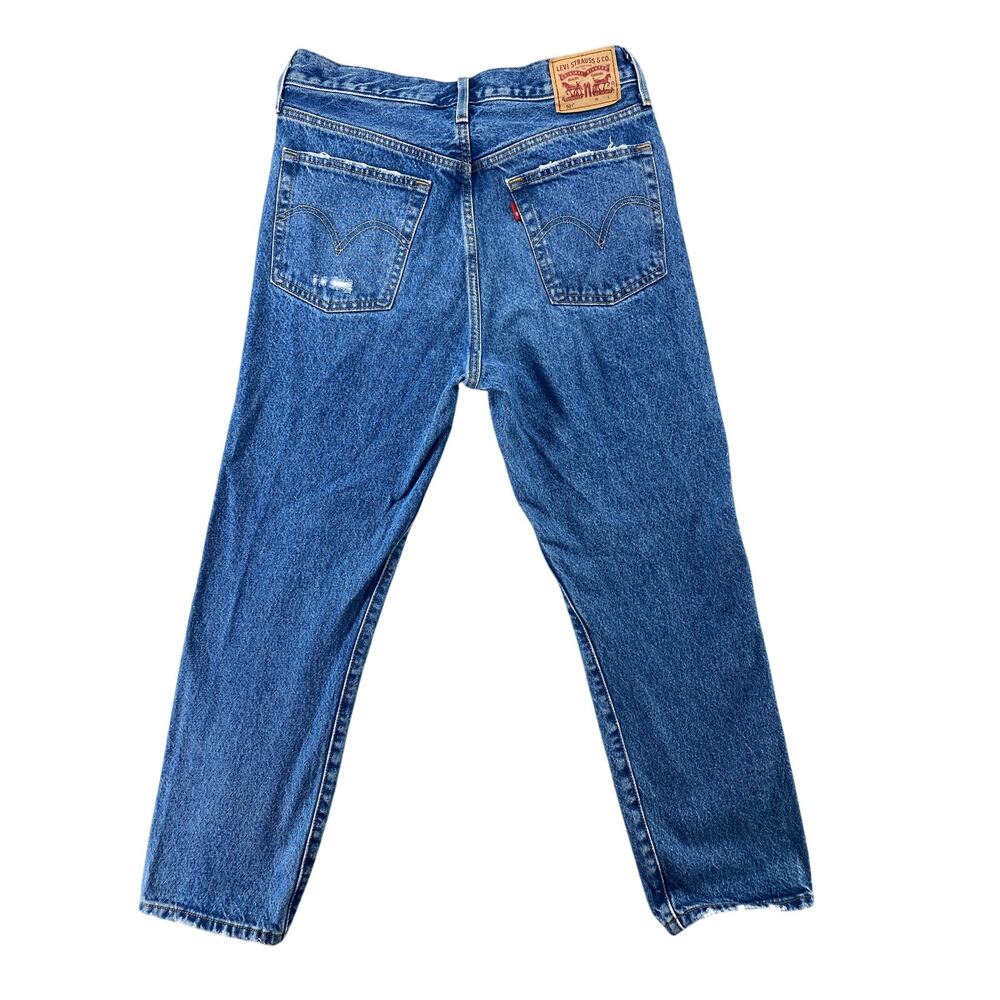 Vintage Levi’s 501 Jeans W28 L26 Distressed Button Fly Cropped Blue - Picture 3 of 11